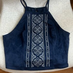 Abercrombie Suede Woven Cropped Tank